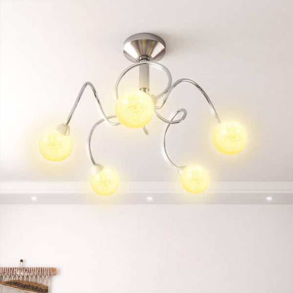 vidaXL Ceiling Lamp with Round Glass Shades for 5 G9 LED Bulbs