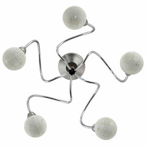 vidaXL Ceiling Lamp with Round Glass Shades for 5 G9 LED Bulbs