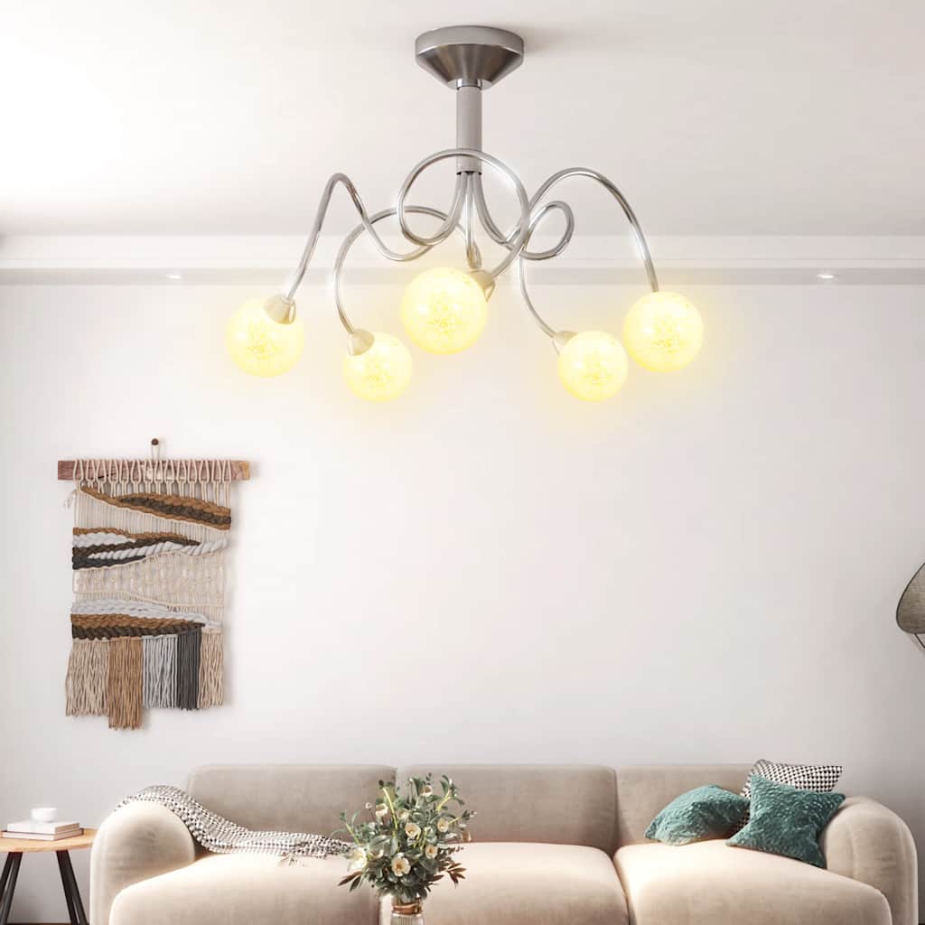 vidaXL Ceiling Lamp with Round Glass Shades for 5 G9 LED Bulbs