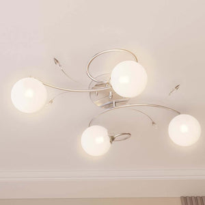 vidaXL Ceiling Lamp with Round Glass Shades for 4 G9 LED Bulbs