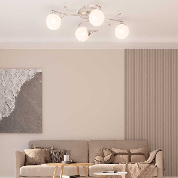 vidaXL Ceiling Lamp with Round Glass Shades for 4 G9 LED Bulbs