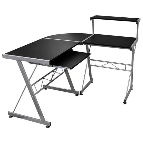 vidaXL Corner Computer Desk Black 132x112x99 cm Engineered Wood