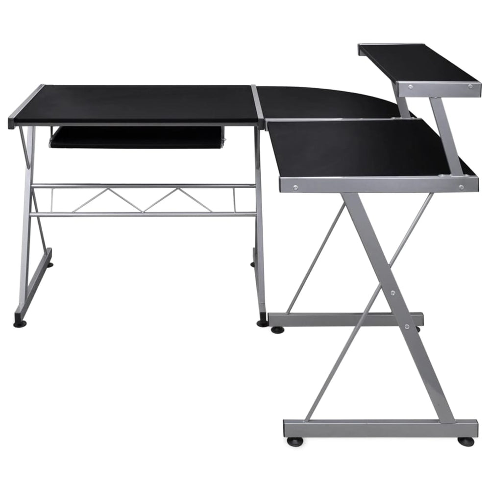 vidaXL Corner Computer Desk Black 132x112x99 cm Engineered Wood