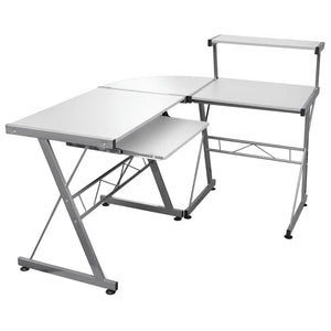 vidaXL Corner Computer Desk White 132x112x99 cm Engineered Wood