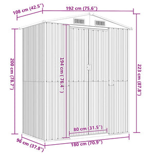 vidaXL Garden Shed Green 192x108x223 cm Galvanized Steel