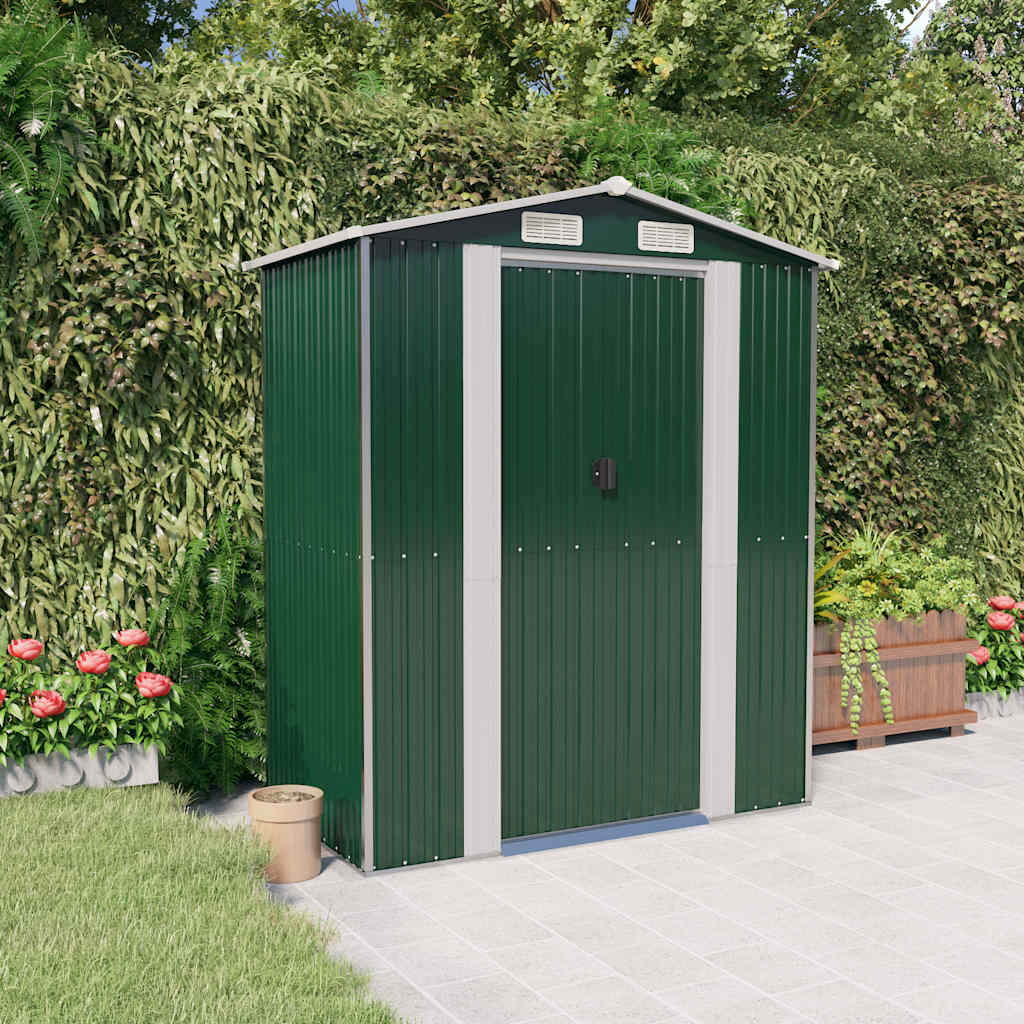 vidaXL Garden Shed Green 192x108x223 cm Galvanized Steel