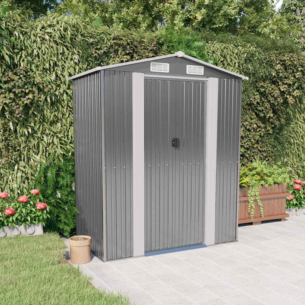 vidaXL Garden Shed Light Gray 192x108x223 cm Galvanized Steel