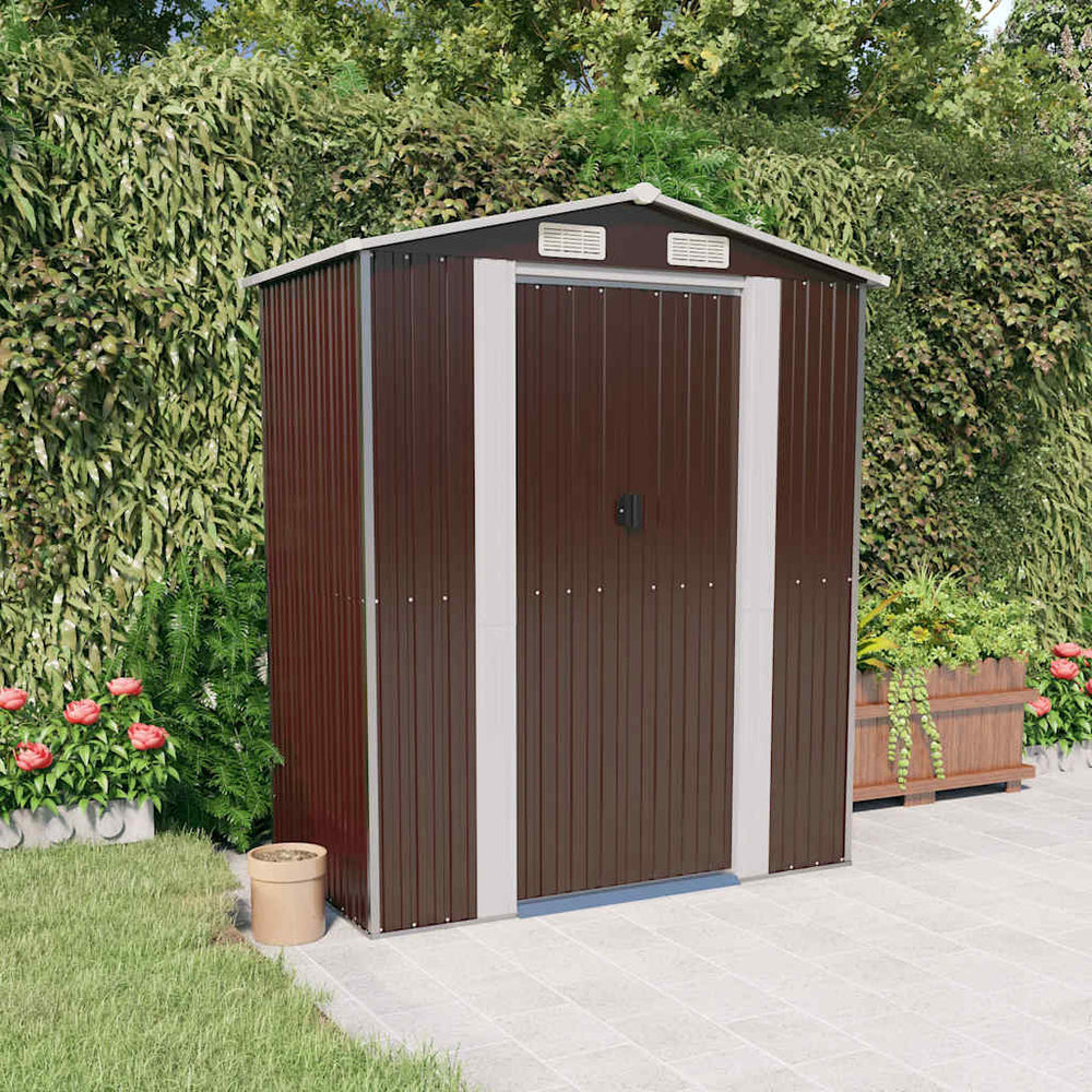 vidaXL Garden Shed Dark Brown 192x108x223 cm Galvanized Steel