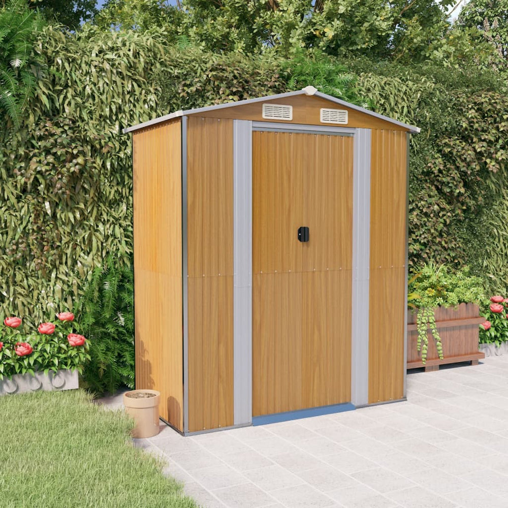 vidaXL Garden Shed Light Brown 192x108x223 cm Galvanized Steel
