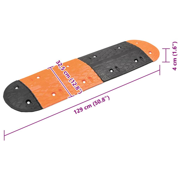 vidaXL Speed Bump Yellow & Black 129x32.5x4 cm Rubber