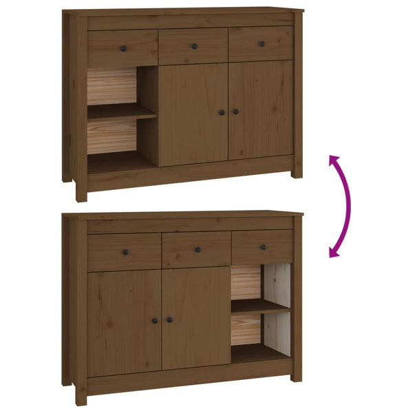 vidaXL Sideboard Honey Brown 100x35x74 cm Solid Pine Wood