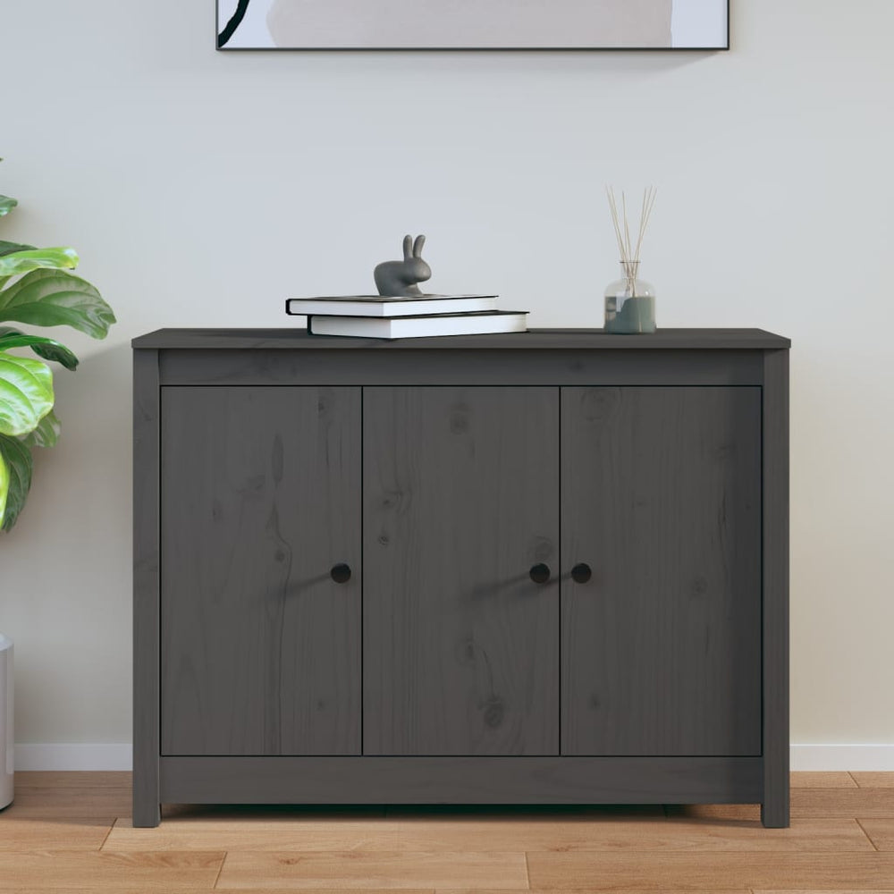vidaXL Sideboard Grey 100x35x74 cm Solid Pine Wood