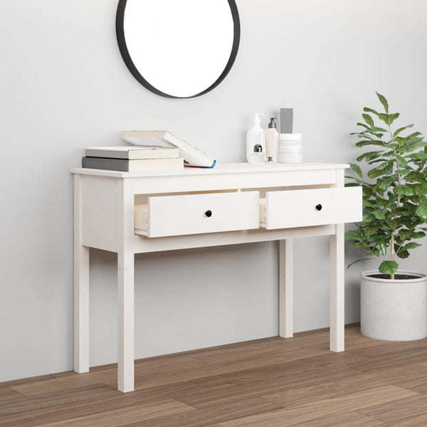 vidaXL Console Table White 100x35x75 cm Solid Pine Wood