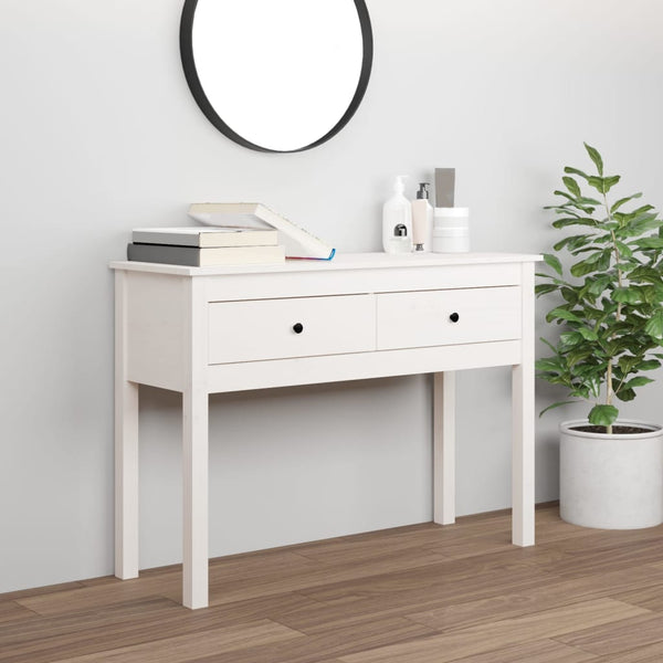 vidaXL Console Table White 100x35x75 cm Solid Pine Wood
