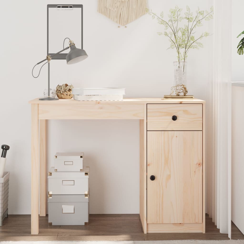 vidaXL Desk 100x50x75 cm Solid Pine Wood
