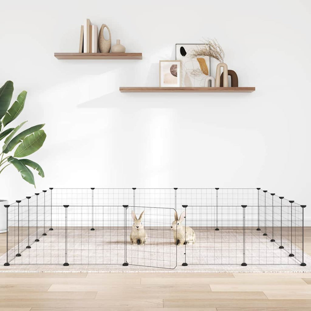vidaXL 20-piece Pet Cage with Door Black 35x35 cm Steel