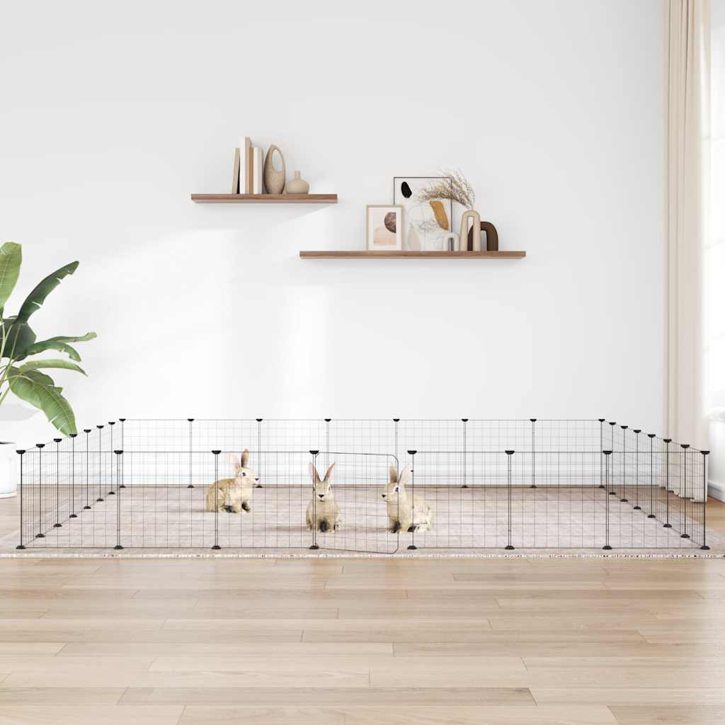 vidaXL 28-Piece Pet Cage with Door Black 35x35 cm Steel