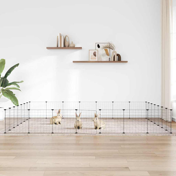 vidaXL 28-Piece Pet Cage with Door Black 35x35 cm Steel