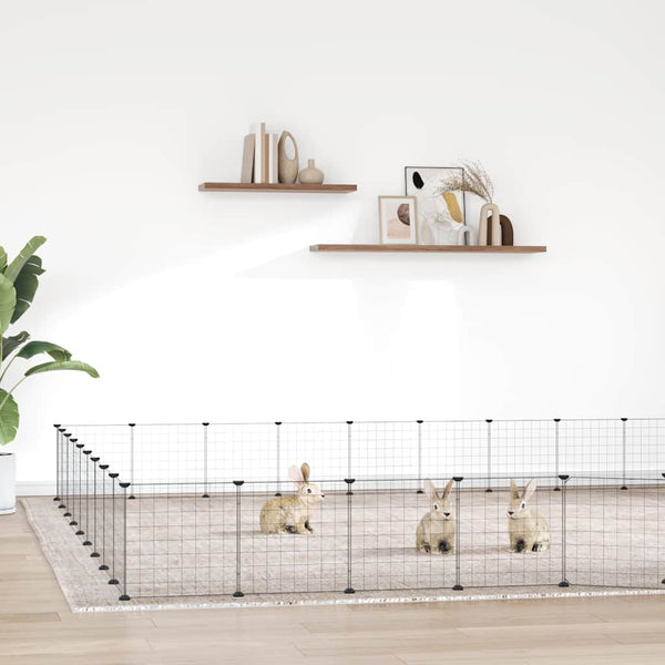 vidaXL 36-piece Pet Cage with Door Black 35x35 cm Steel
