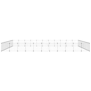 vidaXL 44-Piece Pet Enclosure with Door Black 35x35 cm Steel
