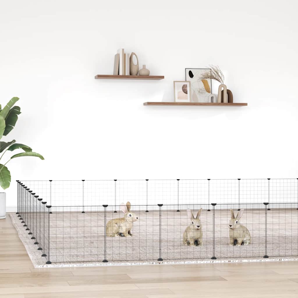 vidaXL 44-Piece Pet Enclosure with Door Black 35x35 cm Steel