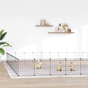 vidaXL 52-Piece Pet Cage with Door Black 35x35 cm Steel