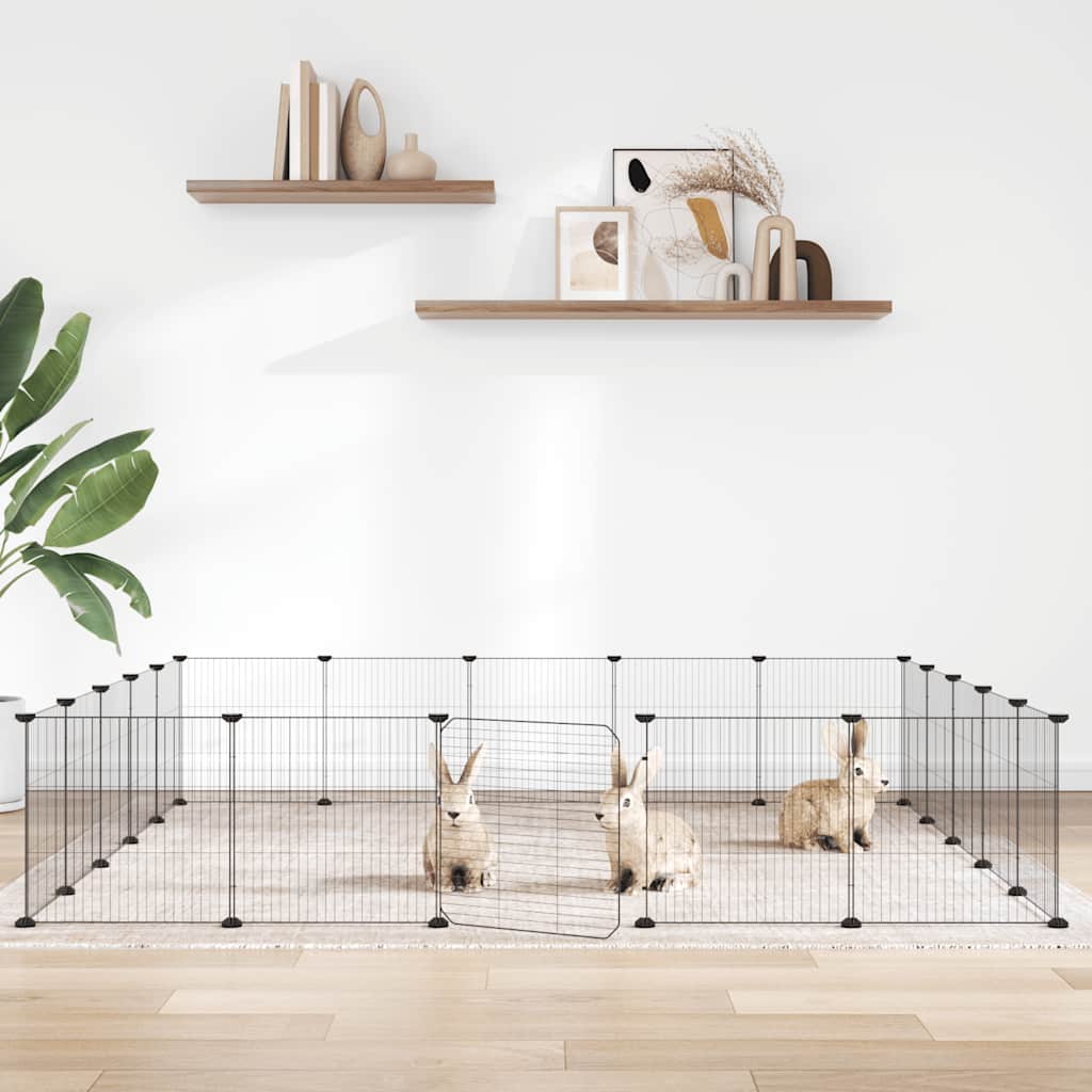 vidaXL 20-piece Pet Cage with Door Black 35x35 cm Steel