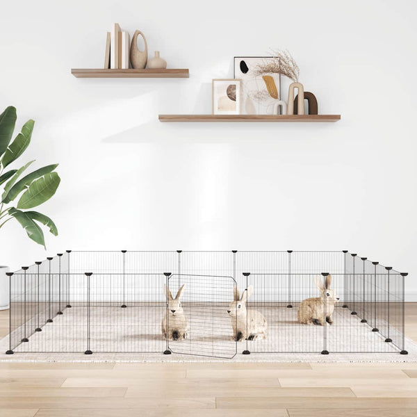 vidaXL 20-piece Pet Cage with Door Black 35x35 cm Steel