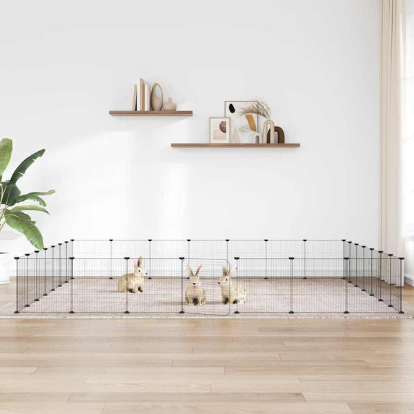vidaXL 28-Piece Pet Cage with Door Black 35x35 cm Steel