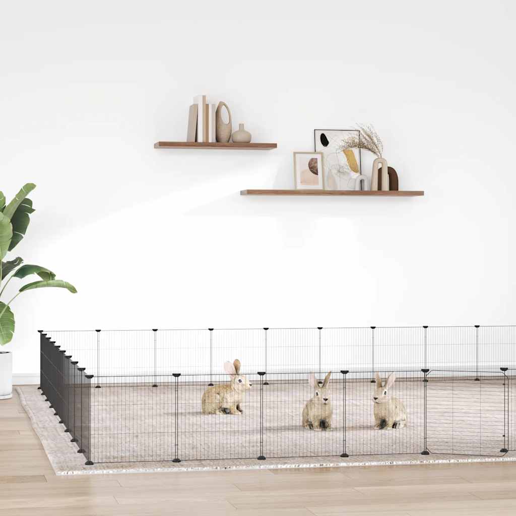 vidaXL 36-piece Pet Cage with Door Black 35x35 cm Steel