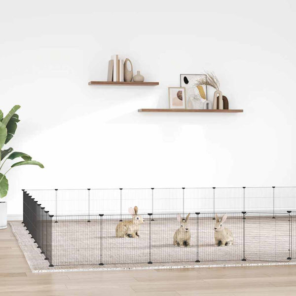 vidaXL 36-piece Pet Cage with Door Black 35x35 cm Steel