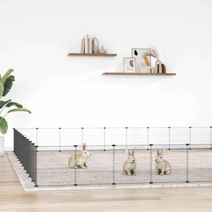 vidaXL 44-Piece Pet Enclosure with Door Black 35x35 cm Steel