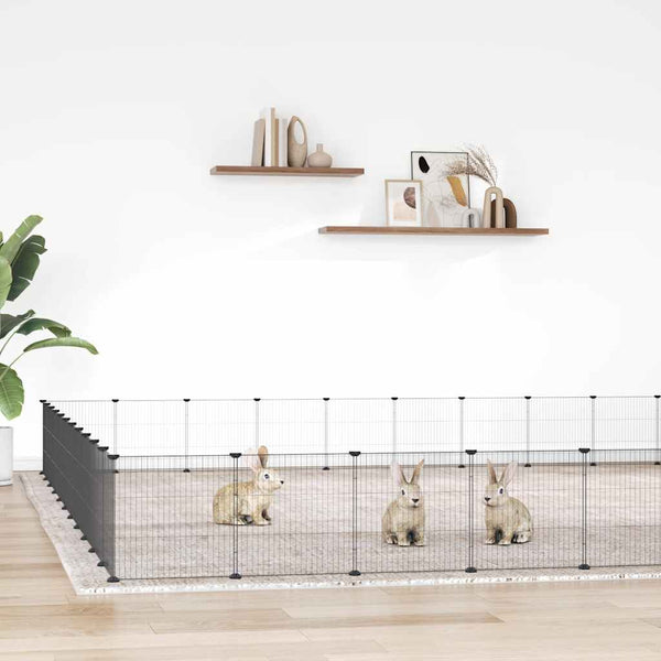 vidaXL 44-Piece Pet Enclosure with Door Black 35x35 cm Steel