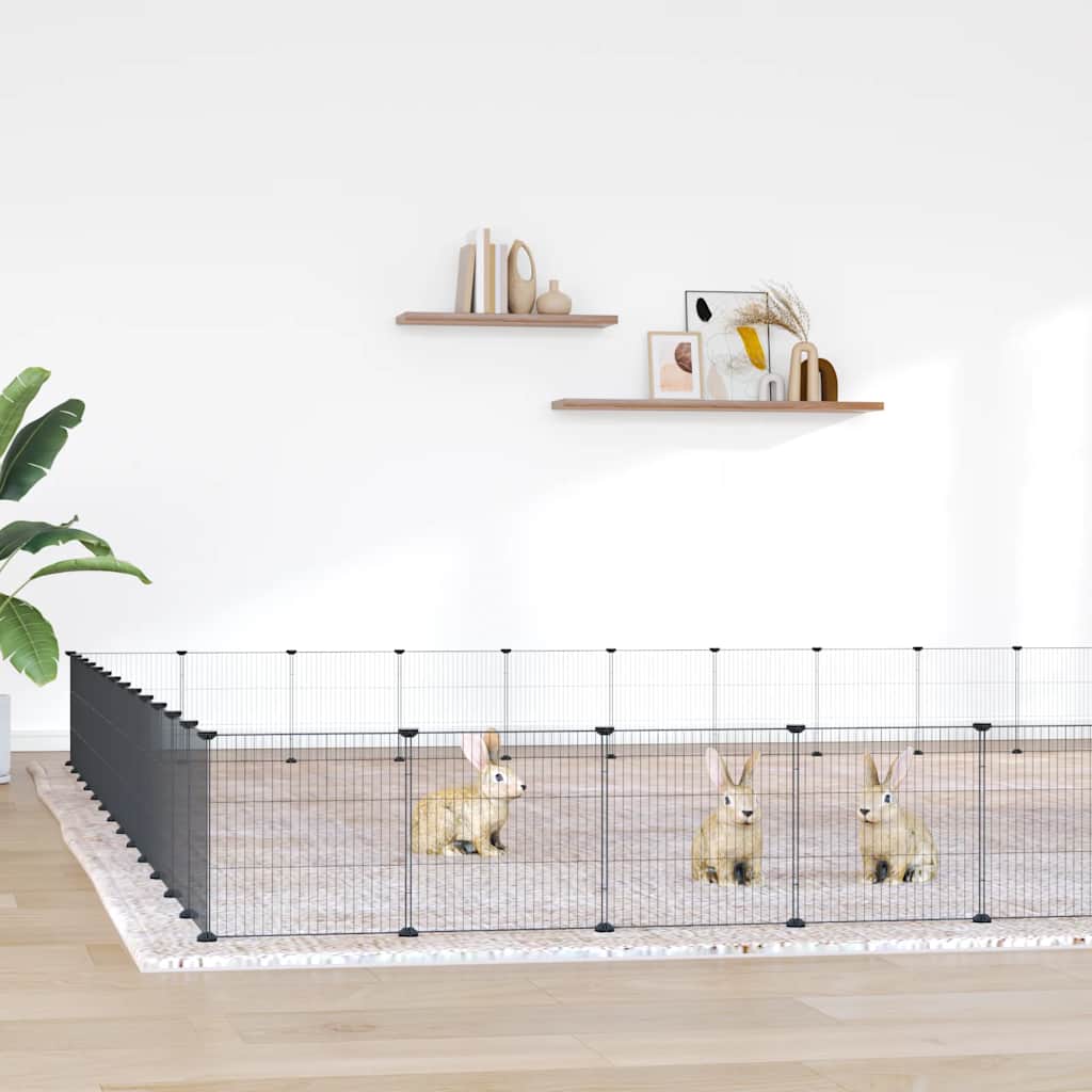 vidaXL 52-Piece Pet Cage with Door Black 35x35 cm Steel
