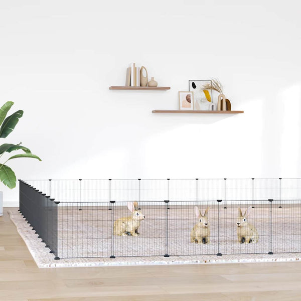 vidaXL 52-Piece Pet Cage with Door Black 35x35 cm Steel