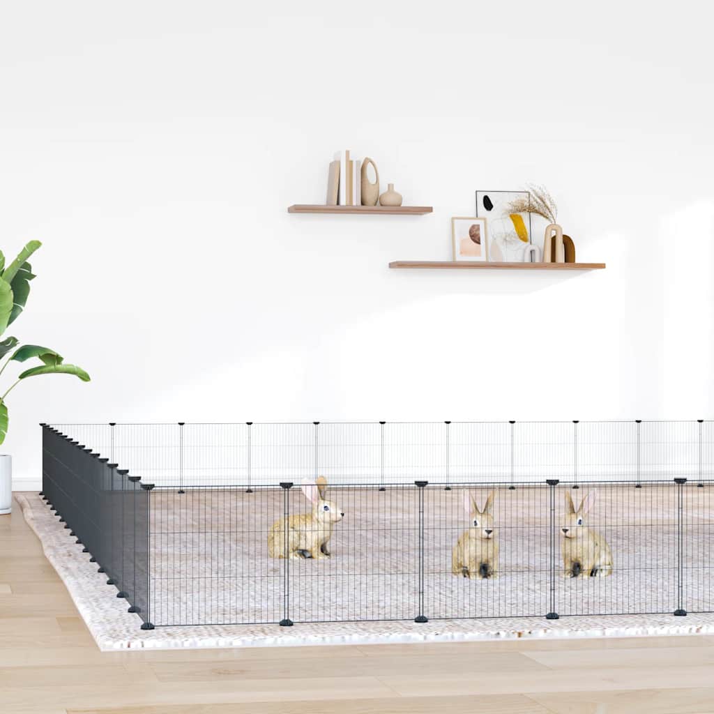 vidaXL 60-Piece Pet Cage with Door Black 35x35 cm Steel