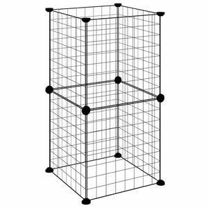 vidaXL 8-Panel Pet Playpen Black 35x35 cm Steel