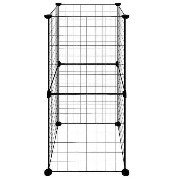 vidaXL 8-Panel Pet Playpen Black 35x35 cm Steel