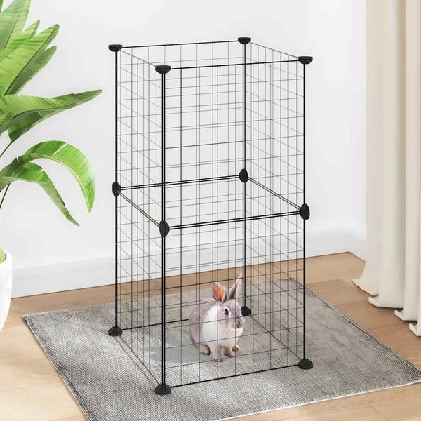 vidaXL 8-Panel Pet Playpen Black 35x35 cm Steel
