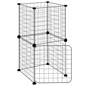vidaXL 8-Panel Pet Playpen with Door Black 35x35 cm Steel