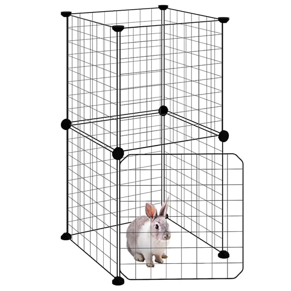 vidaXL 8-Panel Pet Playpen with Door Black 35x35 cm Steel