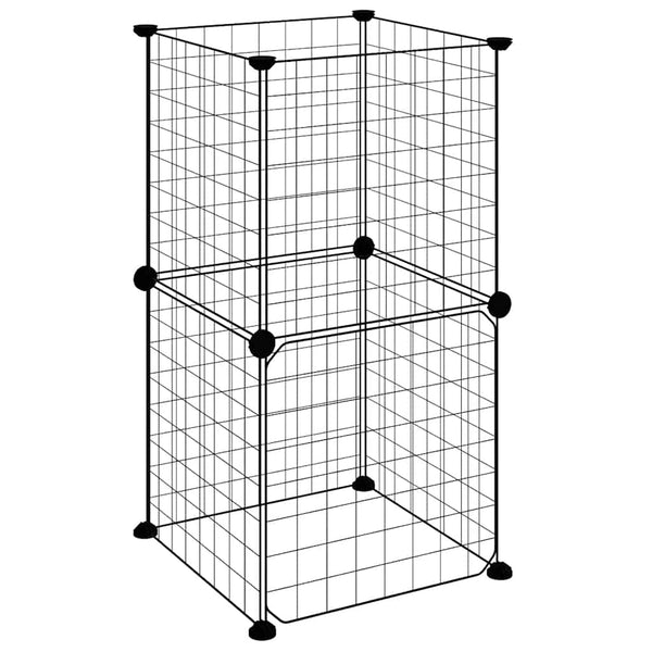 vidaXL 8-Panel Pet Playpen with Door Black 35x35 cm Steel