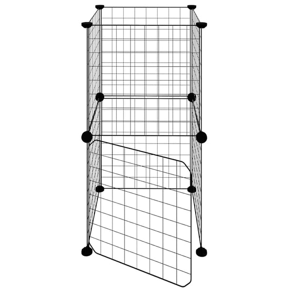 vidaXL 8-Panel Pet Playpen with Door Black 35x35 cm Steel