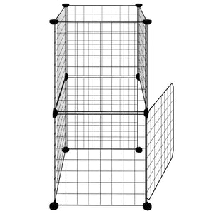 vidaXL 8-Panel Pet Playpen with Door Black 35x35 cm Steel