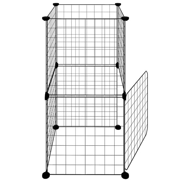 vidaXL 8-Panel Pet Playpen with Door Black 35x35 cm Steel