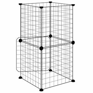 vidaXL 8-Panel Pet Playpen with Door Black 35x35 cm Steel