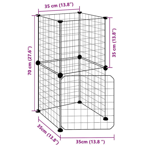 vidaXL 8-Panel Pet Playpen with Door Black 35x35 cm Steel