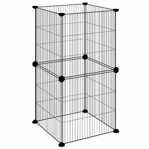 vidaXL 8-Panel Pet Playpen Black 35x35 cm Steel