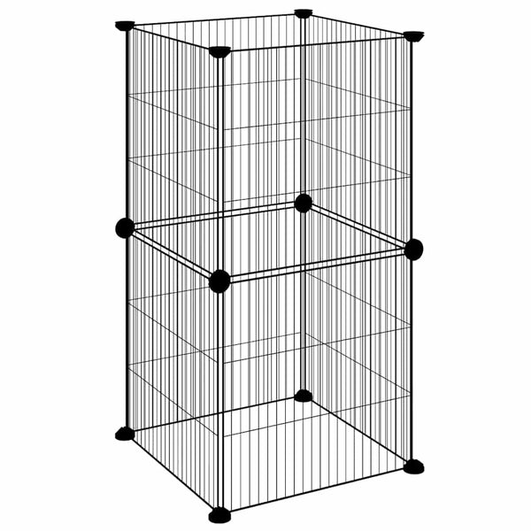 vidaXL 8-Panel Pet Playpen Black 35x35 cm Steel