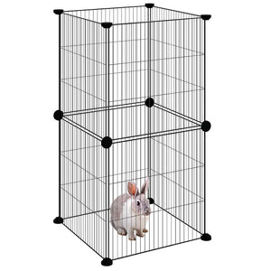 vidaXL 8-Panel Pet Playpen Black 35x35 cm Steel